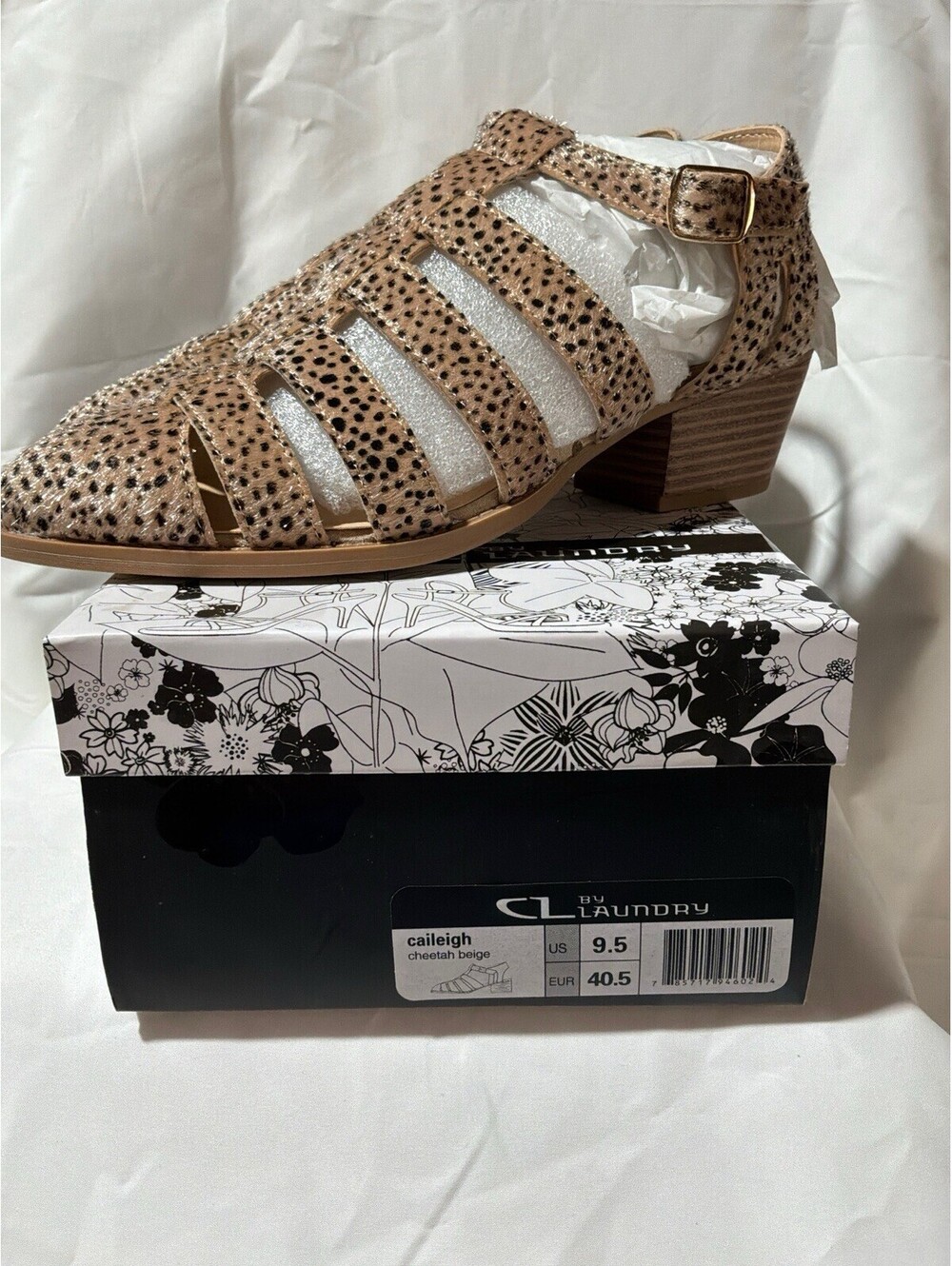 CL By Chinese Laundry Caileigh Cheetah Beige Caged Block Heal 9.5 NIB